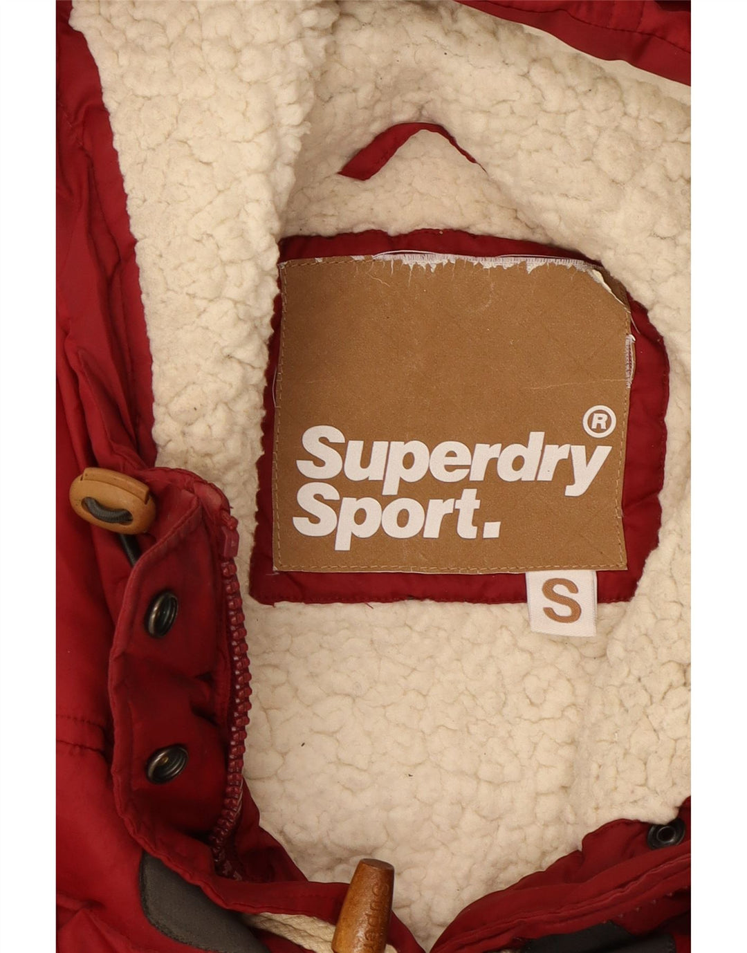 Gilet imbottito con cappuccio da donna SUPERDRY UK 10 piccolo poliestere rosso