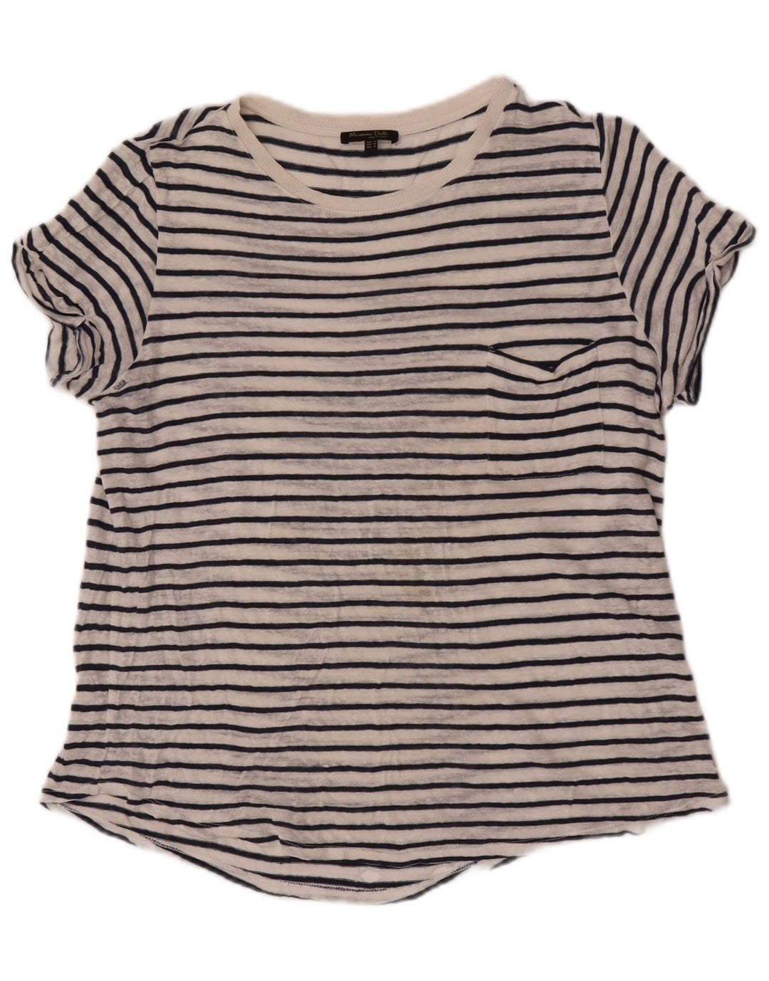 T-shirt da donna Massimo Dutti Top UK 14 a righe bianche medie