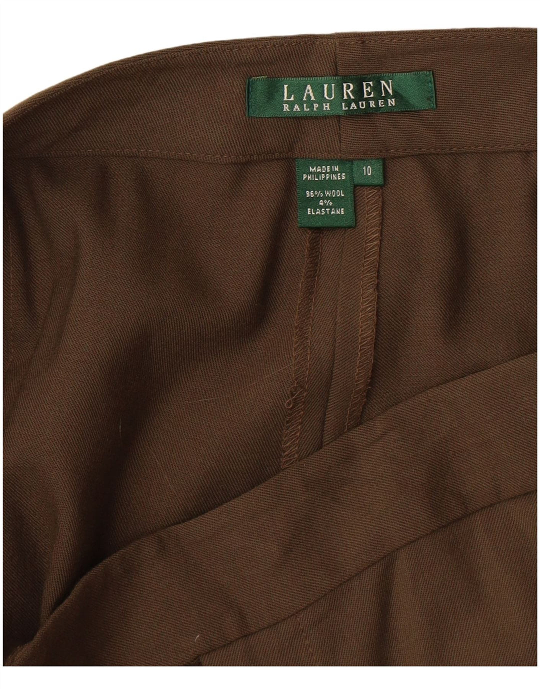 Pantaloni da abito svasati da donna Ralph Lauren US 10 Large W32 L32 Lana kaki
