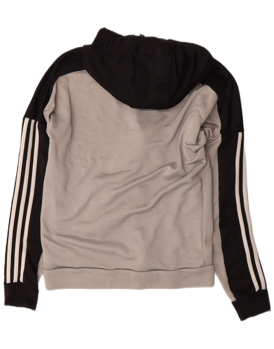 ADIDAS Womens Zip Hoodie Sweater UK 14 Medium Grey Colourblock Polyester
