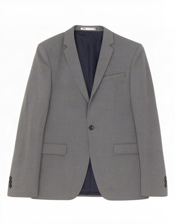 Giacca blazer da uomo a 1 bottone Zara EU 44 XS poliestere grigio