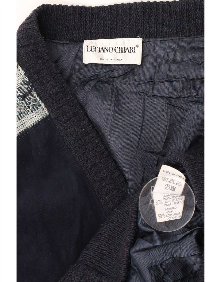 Giubbotto bomber da uomo Luciano Chiari UK 40 Large Blu Navy Argyle/Diamante