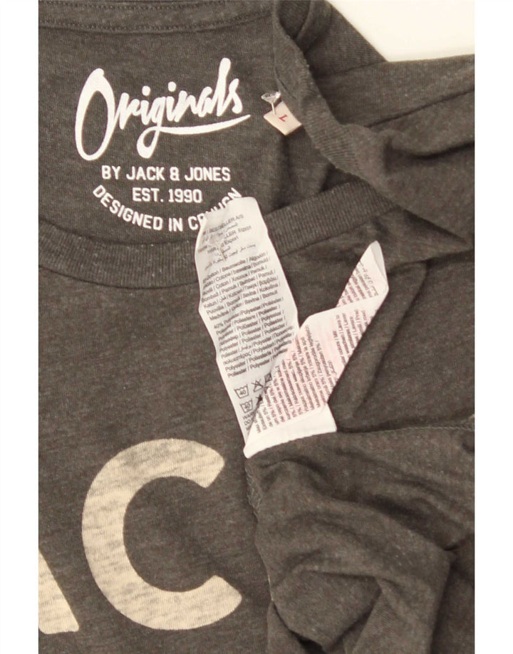 Jack & Jones T-shirt grafica da uomo grande in cotone grigio