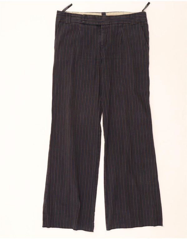 Topshop Pantaloni da abito a gamba larga da donna UK 14 Large W34 L30 Blu navy a righe