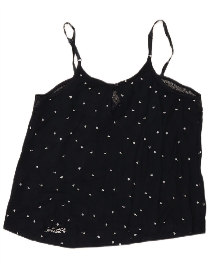 Top corto da donna Superdry con motivo astratto, taglia UK 12, colore blu navy medio