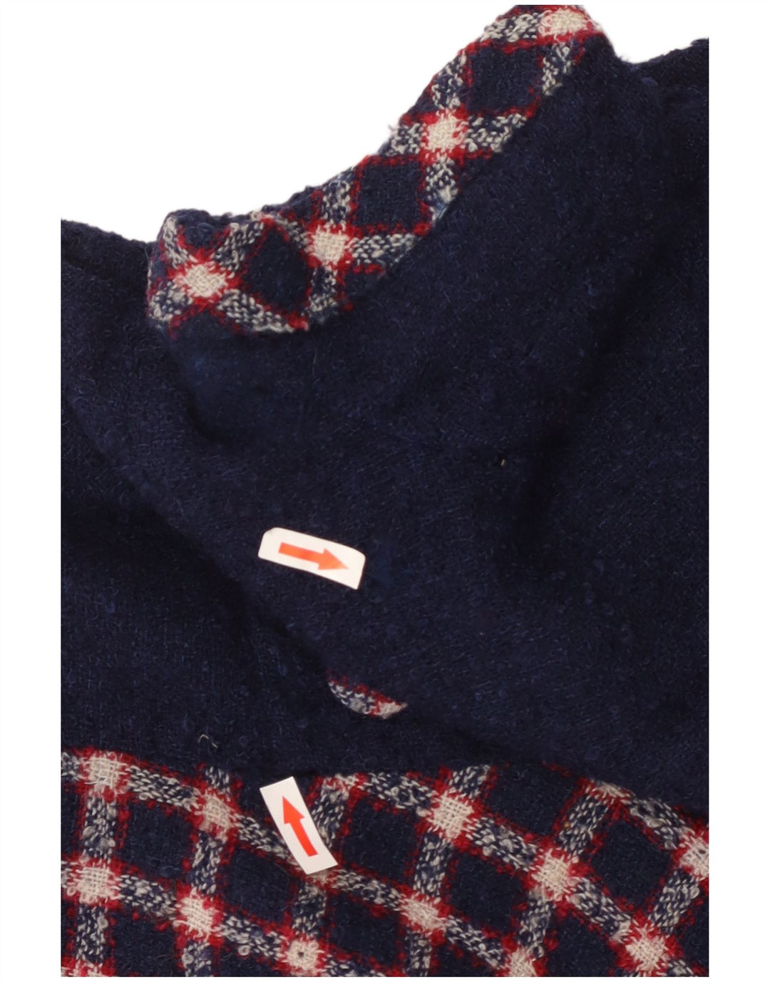 Abito a trapezio da donna VINTAGE UK 12 medio blu navy a quadri