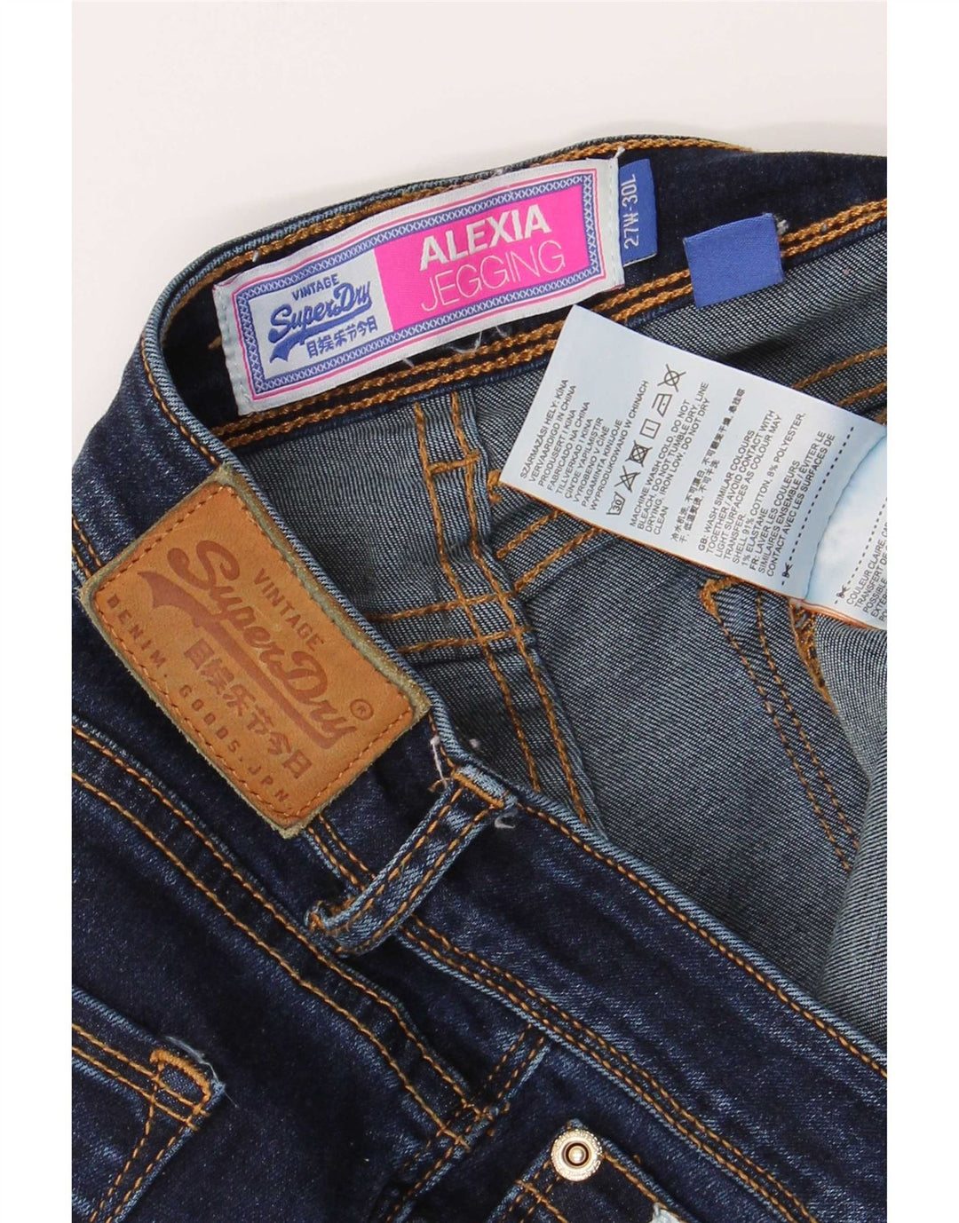 Jeans Jegging da donna Superdry Alexia W27 L30 cotone blu navy