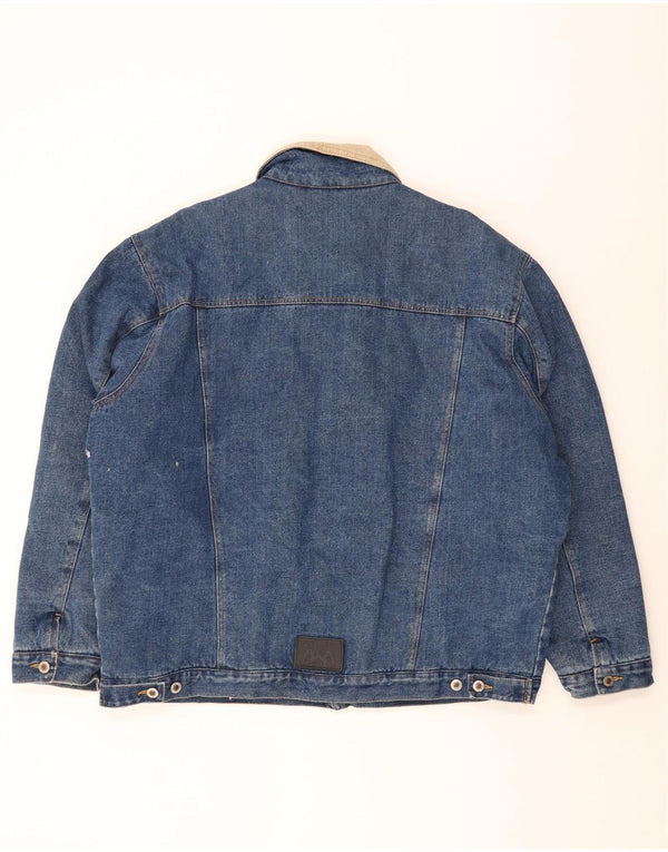 Giacca vintage in denim Sherpa da uomo UK 44 2XL cotone blu