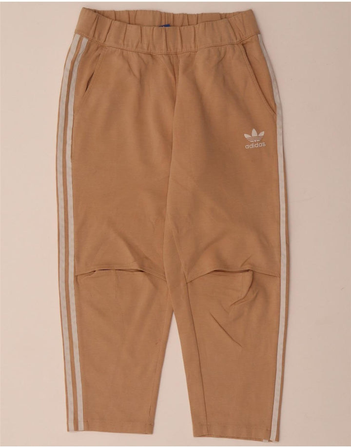 Pantaloni da tuta ADIDAS Capri da donna UK 10 piccoli in cotone beige