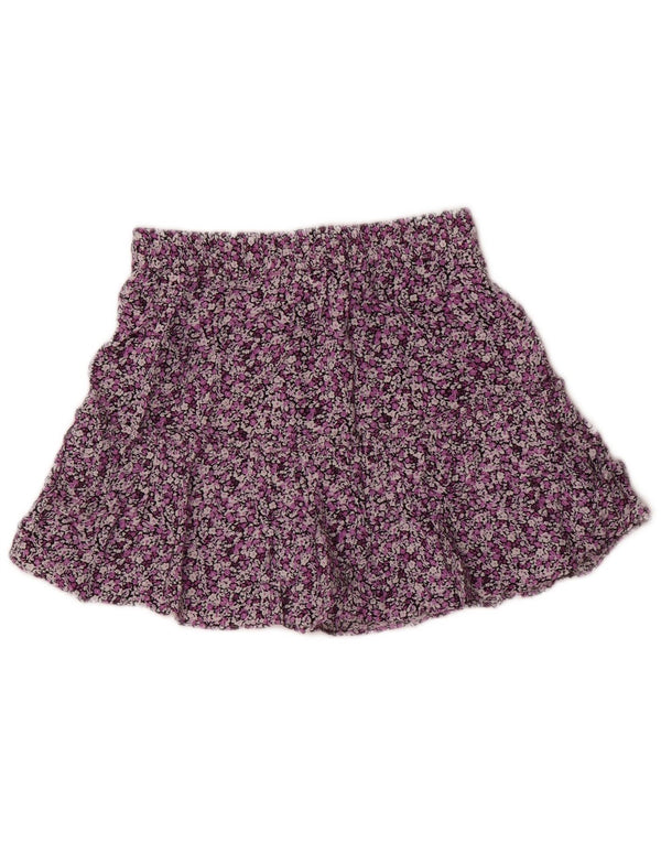 Minigonna a balze ZARA da donna piccola W27 in viscosa floreale multicolore