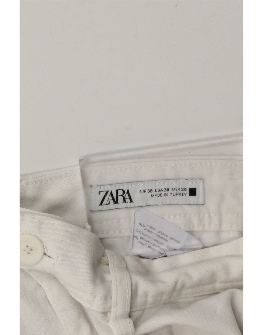 Pantaloni chino slim da uomo Zara EU 38 Small W30 L28 poliestere bianco