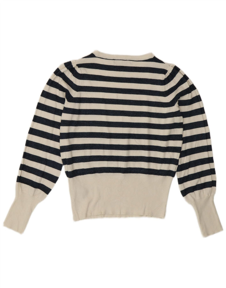 Maglione maglione girocollo da donna Marks & Spencer UK 8 piccolo bianco nautico