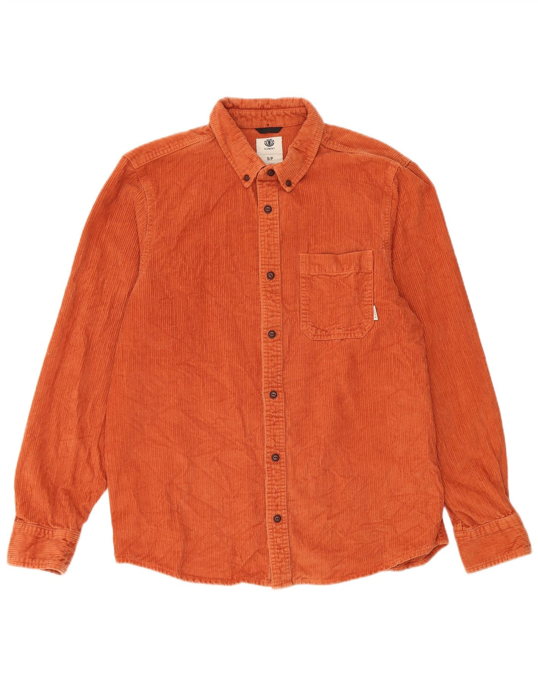Camicia Element da uomo in velluto a coste piccola in cotone arancione