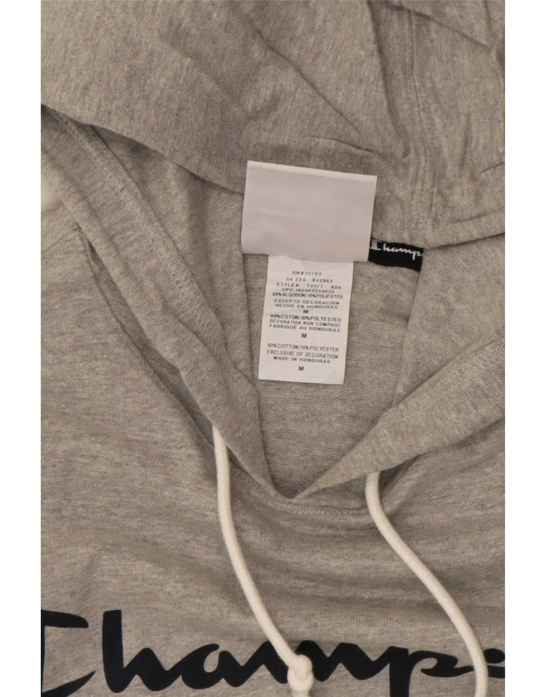 Maglione con cappuccio grafico da uomo Champion in cotone chiazzato grigio medio