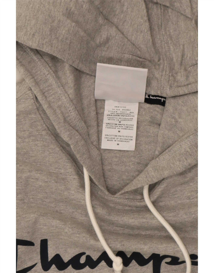 Maglione con cappuccio grafico da uomo Champion in cotone chiazzato grigio medio