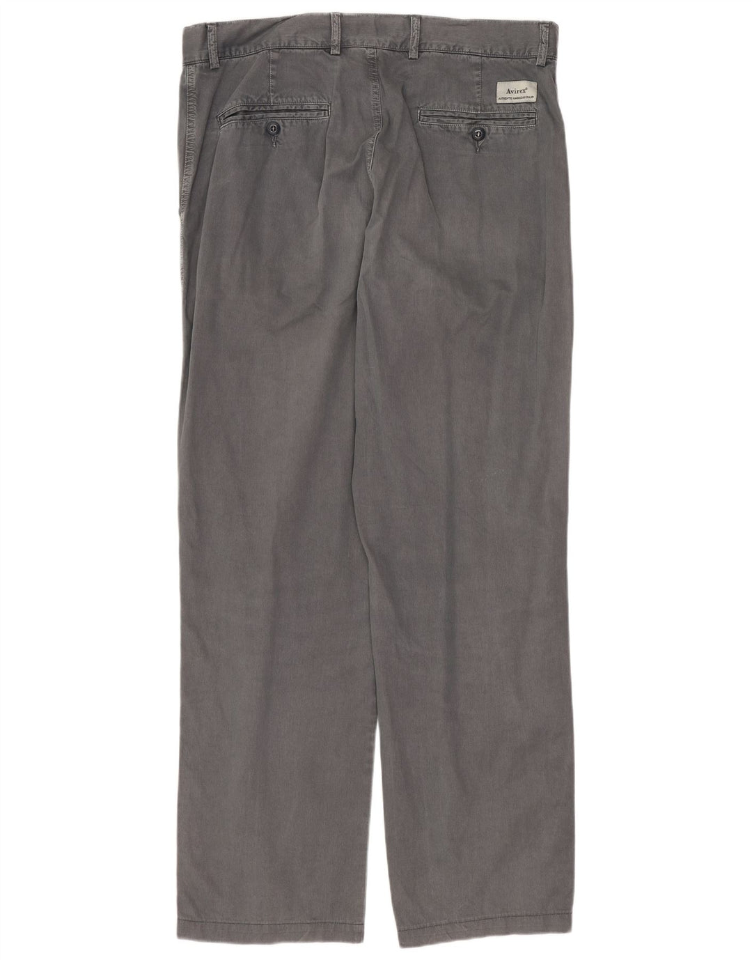 Pantaloni chino dritti da uomo AVIREX W34 L30 cotone gessato grigio