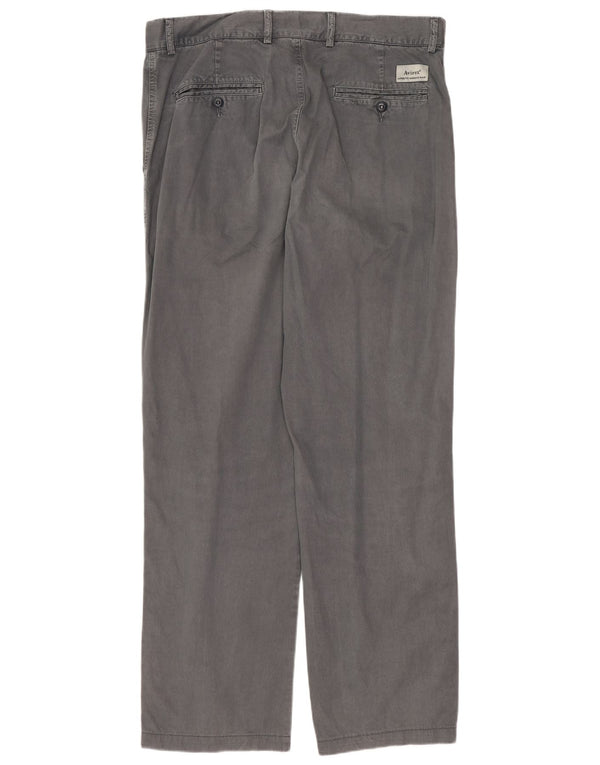 AVIREX Mens Straight Chino Trousers W34 L30 Grey Pinstripe Cotton
