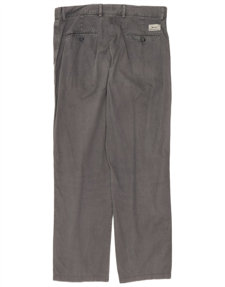 Pantaloni chino dritti da uomo AVIREX W34 L30 cotone gessato grigio