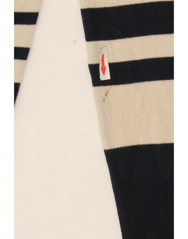 Maglione maglione con scollo a V da donna Marks & Spencer UK 12 medio a righe bianco sporco