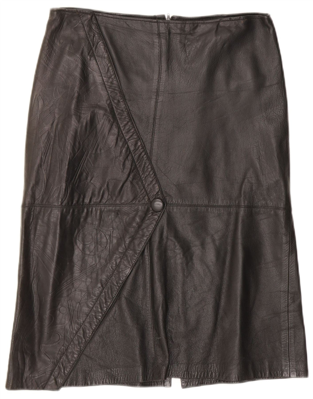 Gonna in pelle vintage da donna W30 media nera