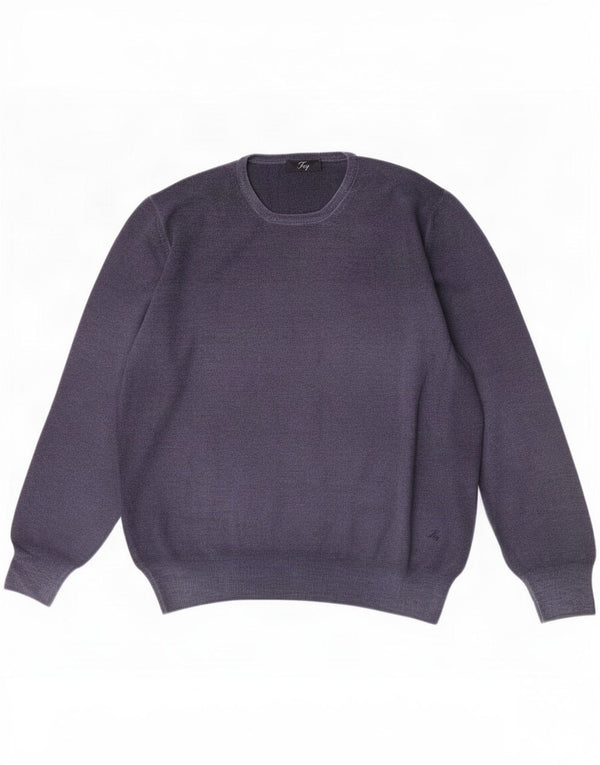 Maglione maglione girocollo da uomo Fay IT 54 XL Lana vergine blu navy
