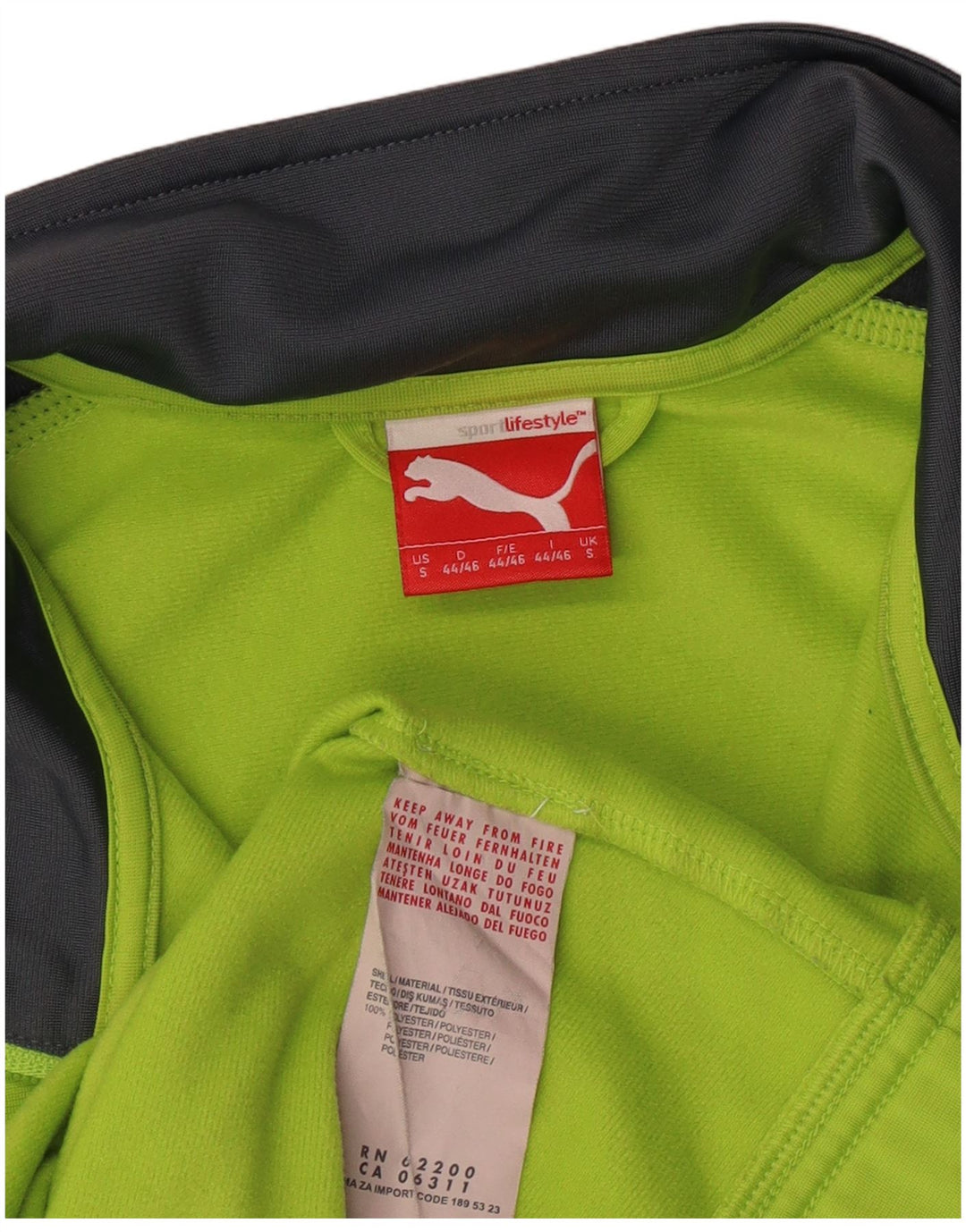 Giacca da ginnastica grafica da uomo PUMA piccola in poliestere color block verde