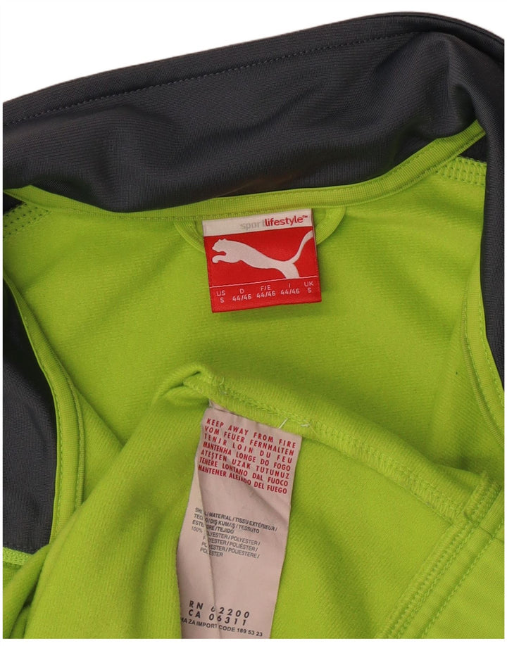Giacca da ginnastica grafica da uomo PUMA piccola in poliestere color block verde