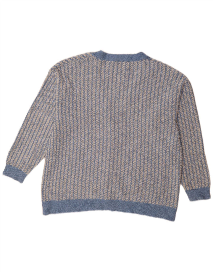 Maglione cardigan oversize da donna Zara UK 14 Cotone geometrico blu medio