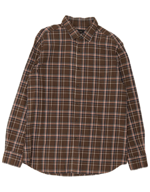 Camicia da uomo Massimo Dutti XL in cotone a quadri marrone