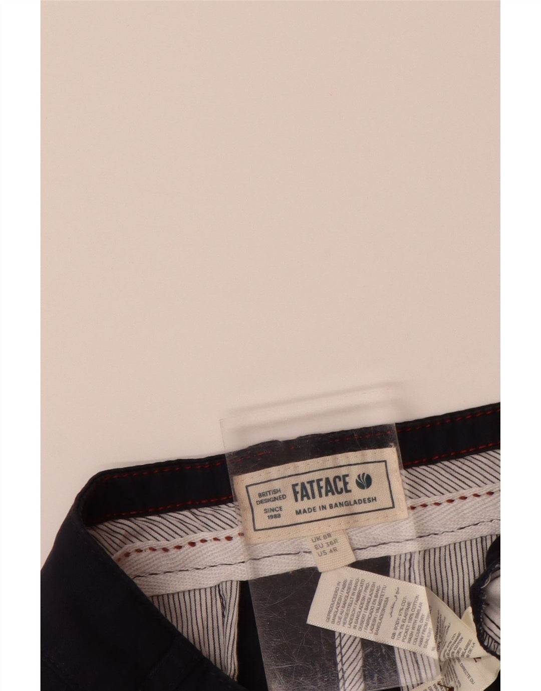 Pantaloncini chino da donna FAT FACE UK 8 piccoli W30 cotone blu navy