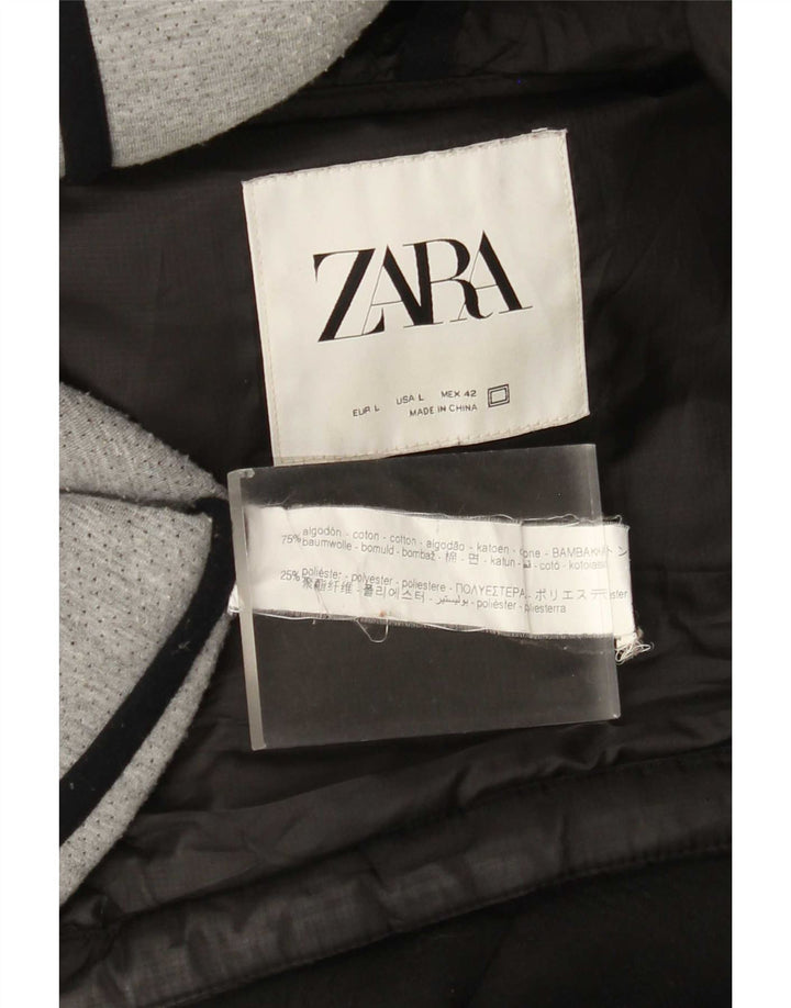 Giacca imbottita con cappuccio da uomo Zara UK 40 grande cotone nero