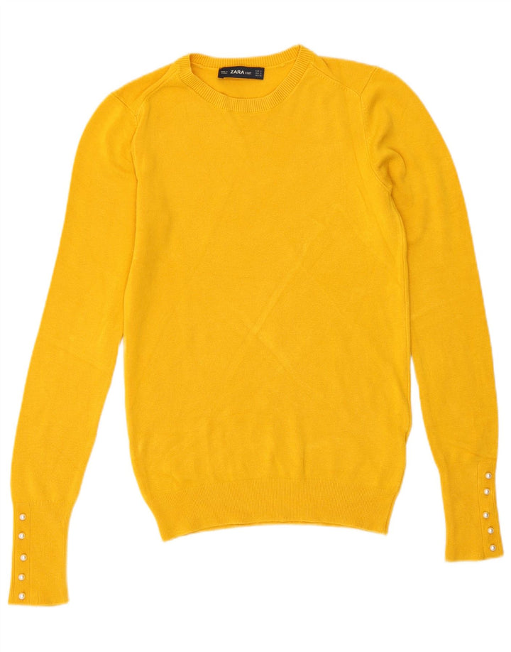 Maglione maglione girocollo da donna Zara UK 10 piccolo giallo