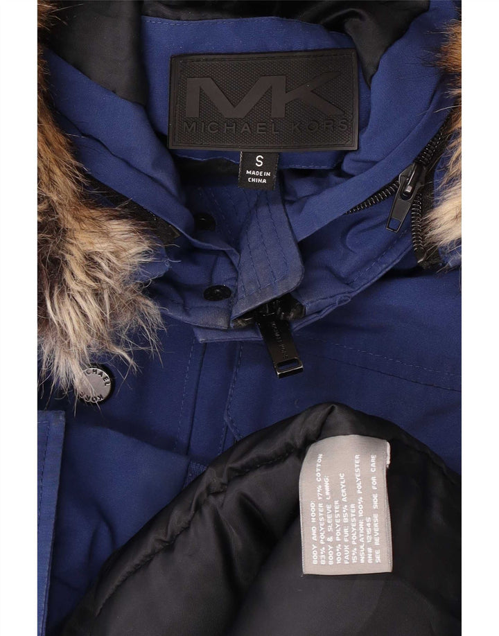 Giubbotto bomber imbottito con cappuccio da uomo Michael Kors UK 36 piccolo poliestere blu