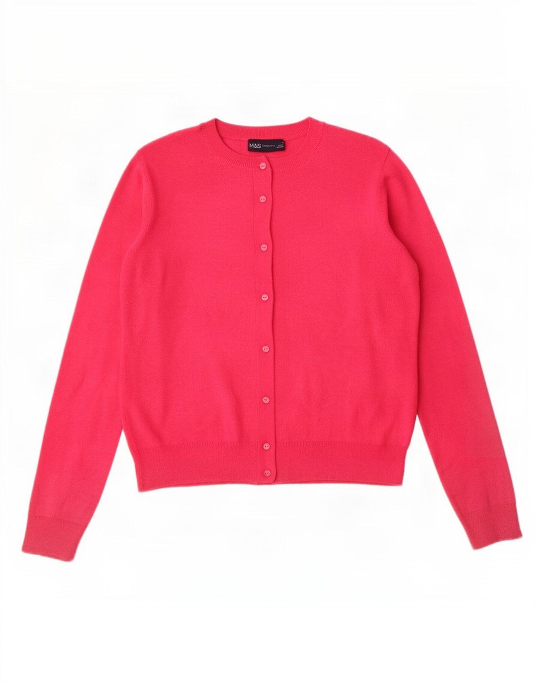 Maglione cardigan corto da donna Marks & Spencer UK 12 Viscosa rosa medio