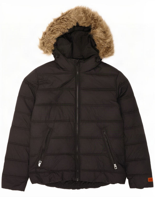 Jack & Jones Giacca imbottita con cappuccio da uomo UK 38 Medium Black Nylon