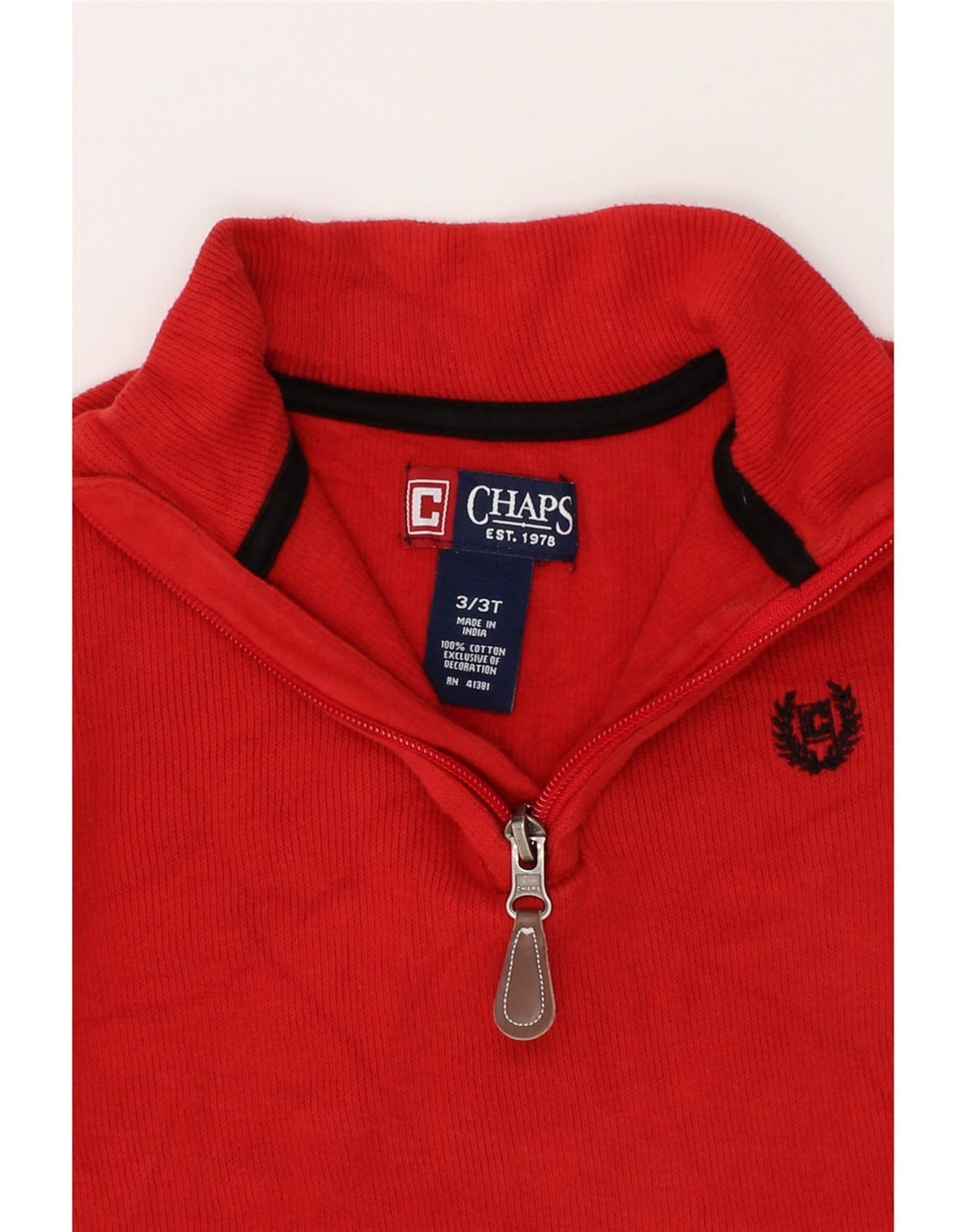 CHAPS Boys Zip Neck Jumper Sweater 2-3 Years Red Cotton Vintage Chaps and Second-Hand Chaps from Messina Hembry 
