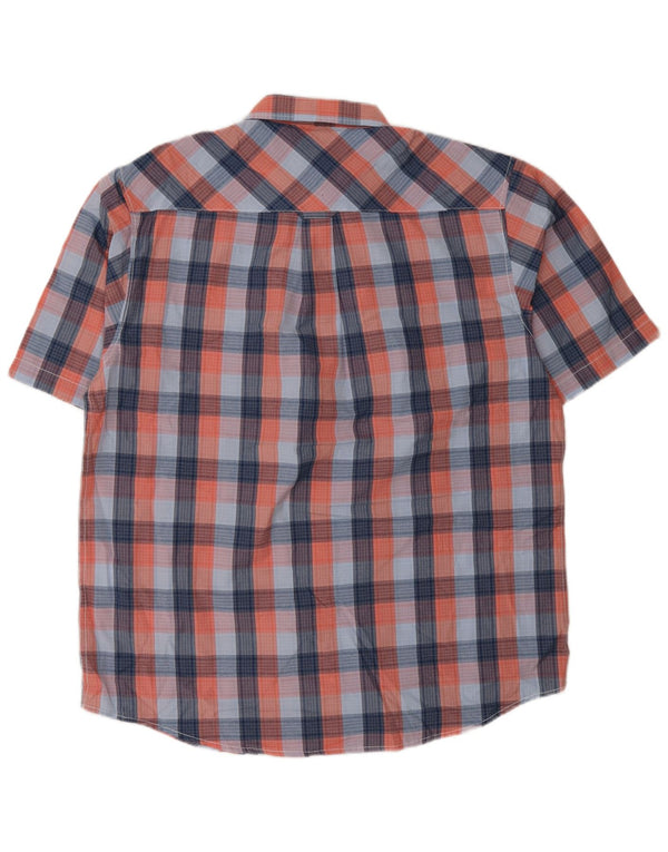 Camicia da uomo a maniche corte James Pringle in poliestere a quadri blu grande