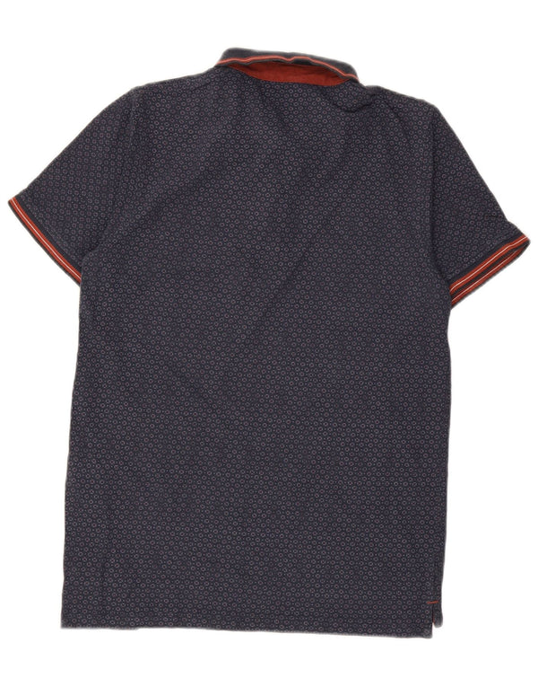 JACK & JONES Polo premium da uomo in cotone geometrico medio blu navy