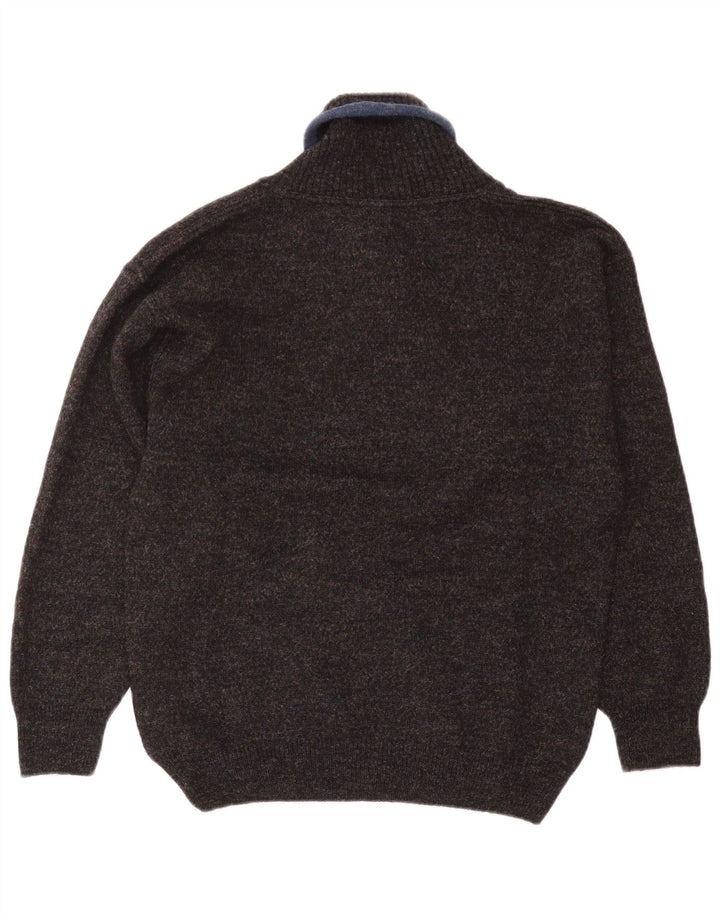 Maglione vintage da uomo con collo a scialle in lana blu navy media