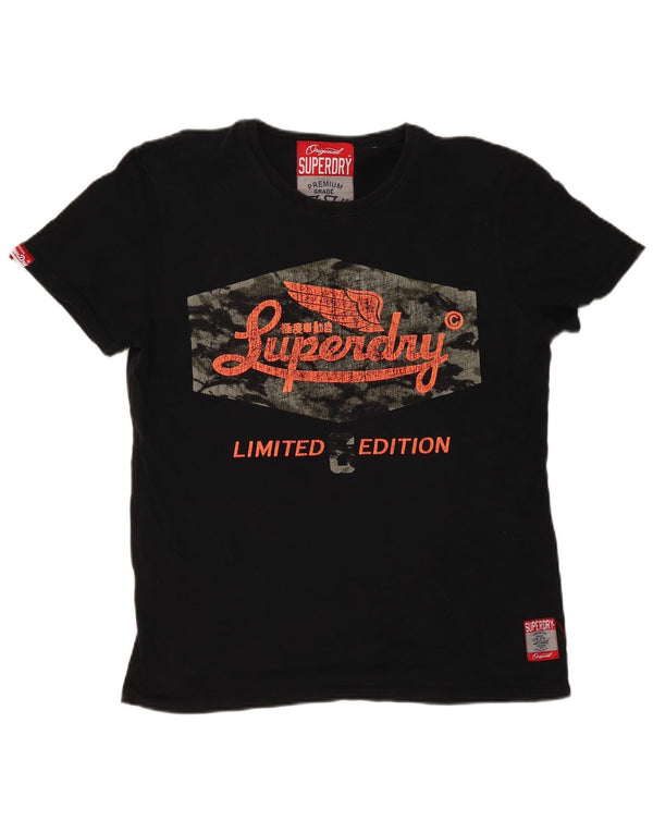 T-shirt grafica da uomo Superdry Top grande in cotone nero