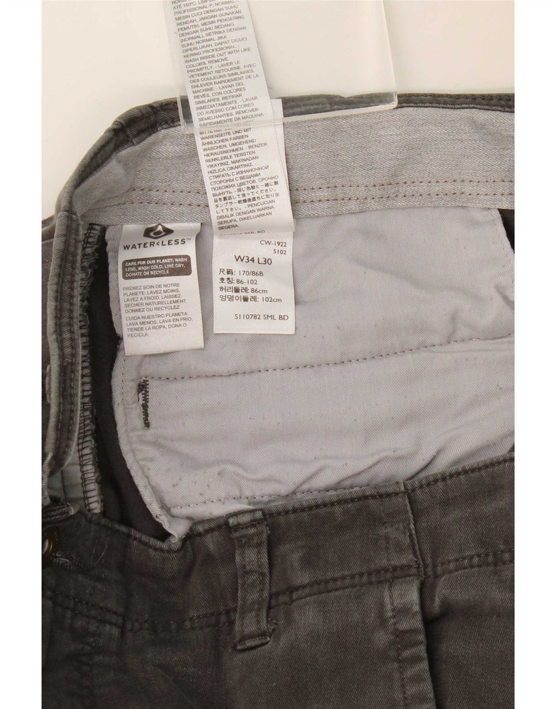 Pantaloni chino slim da uomo Dockers W34 L27 cotone grigio