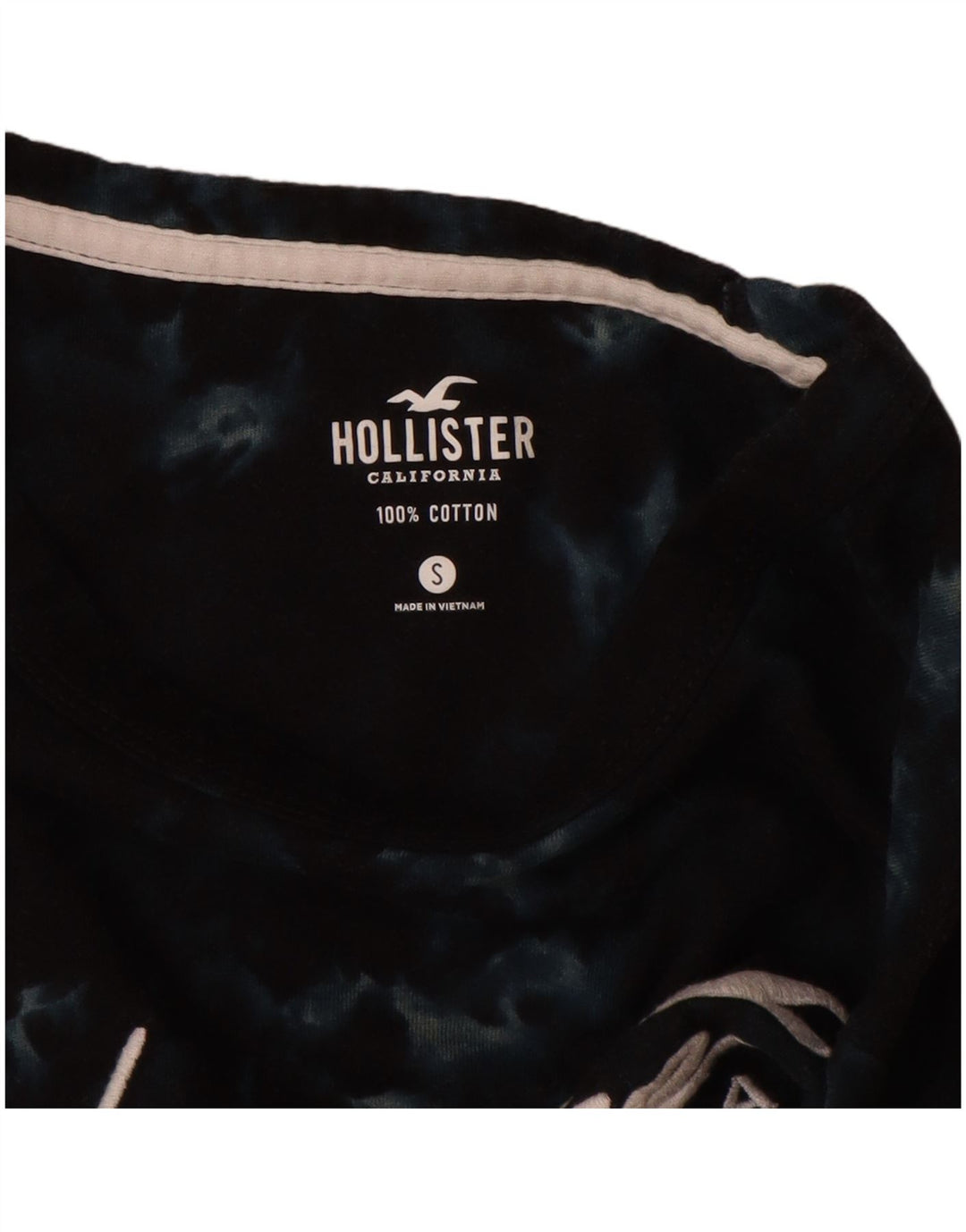 T-shirt grafica da uomo HOLLISTER Top Small in cotone tie-dye blu navy