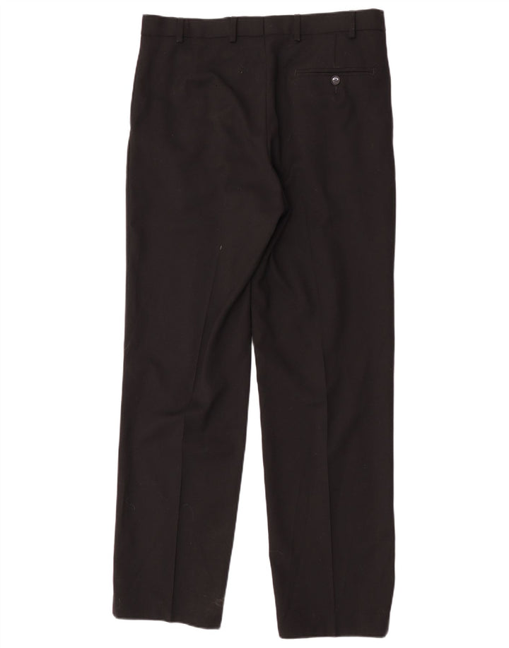 Pantaloni da abito dritti da uomo Marks & Spencer W32 L31 poliestere nero