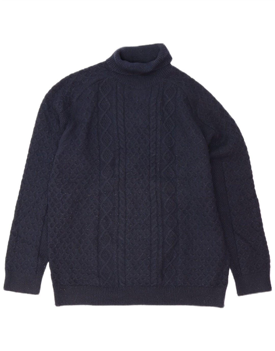 Maglione maglione da uomo Marks & Spencer a collo alto, grande, in poliestere blu navy