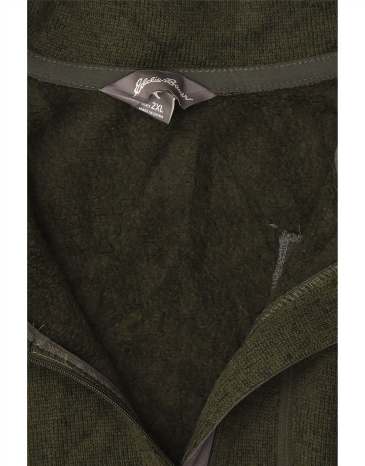 EDDIE BAUER Mens Zip Neck Sweatshirt Jumper 2XL Green Polyester Vintage Eddie Bauer and Second-Hand Eddie Bauer from Messina Hembry 