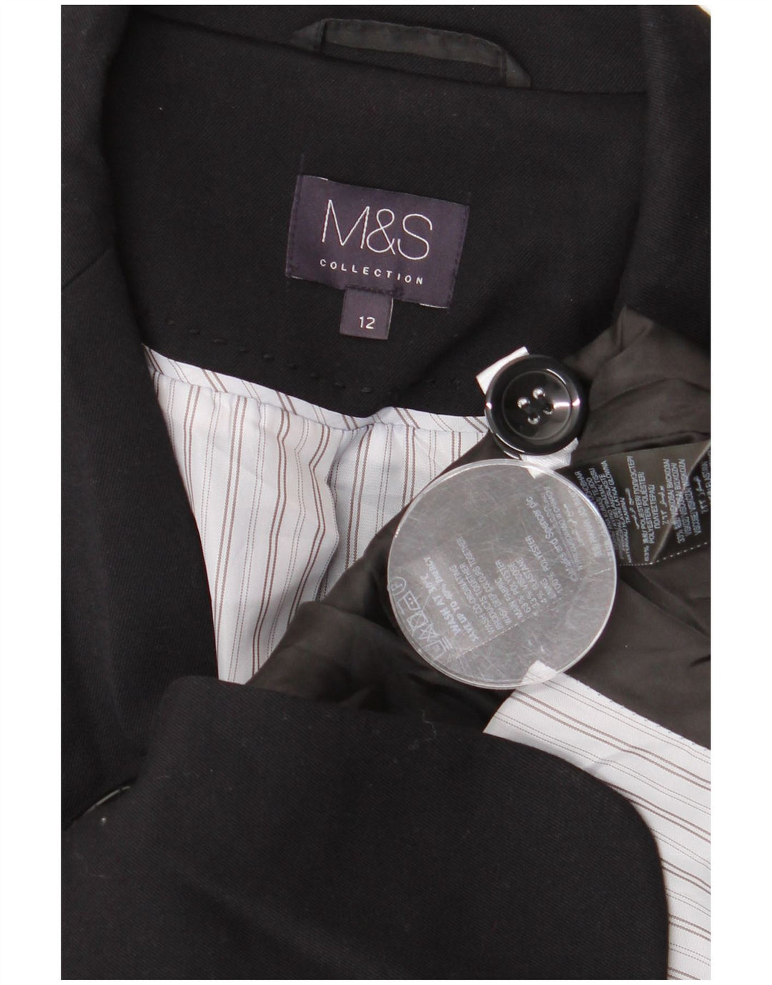 Giacca blazer a 1 bottone corta Marks & Spencer da donna UK 12 media nera