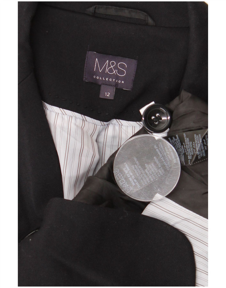 Giacca blazer a 1 bottone corta Marks & Spencer da donna UK 12 media nera