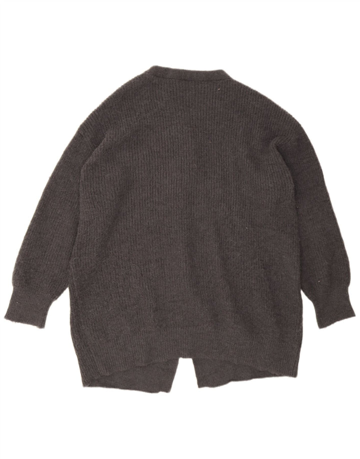 Maglione cardigan oversize a linea lunga da donna Zara UK 16 grande poliestere grigio