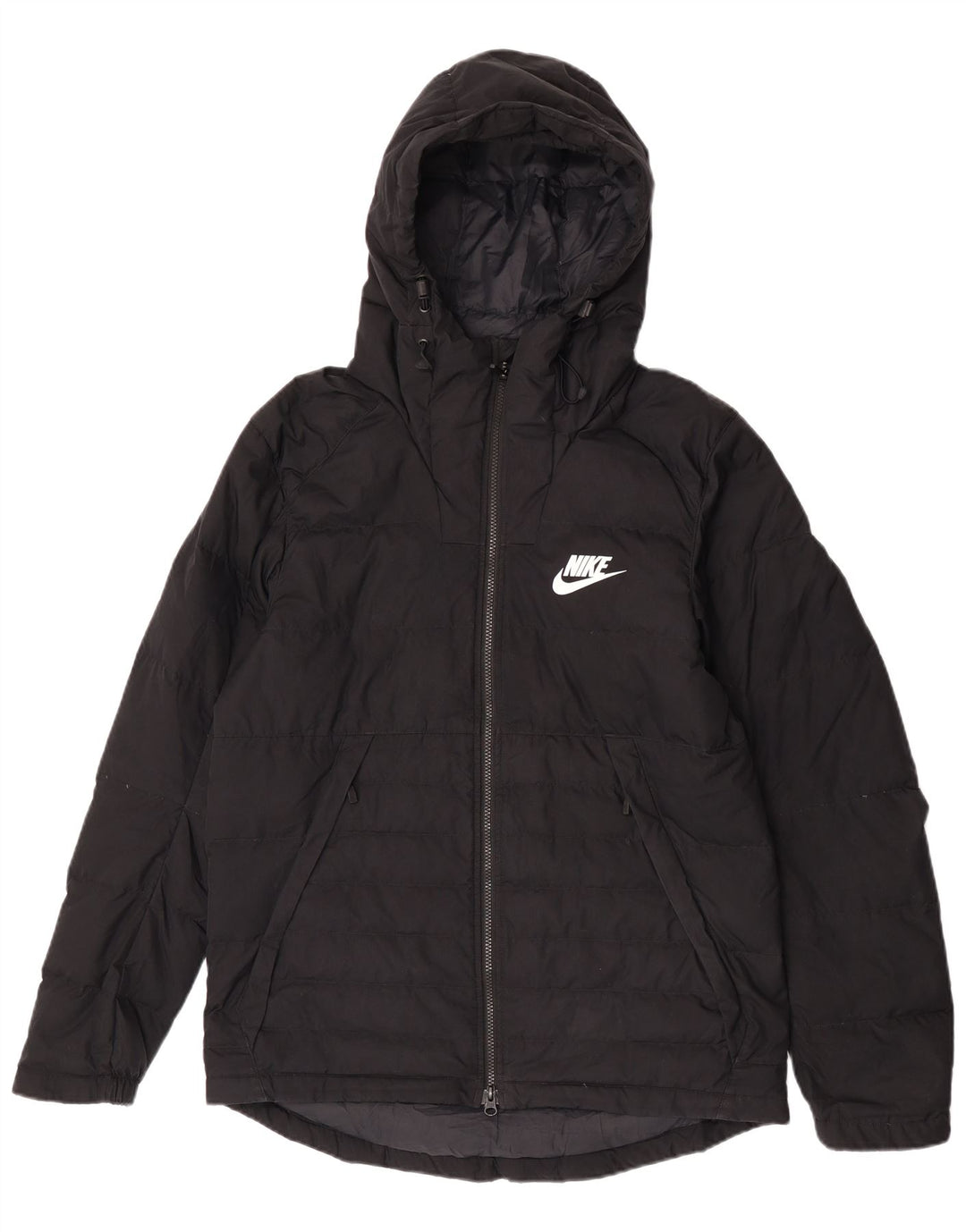 Giacca imbottita con cappuccio Nike da uomo UK 38 medio nero poliestere