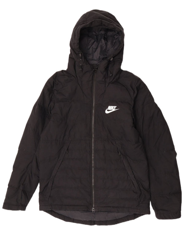 Giacca imbottita con cappuccio Nike da uomo UK 38 medio nero poliestere